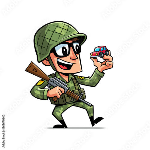 very cute dan funny army icon design