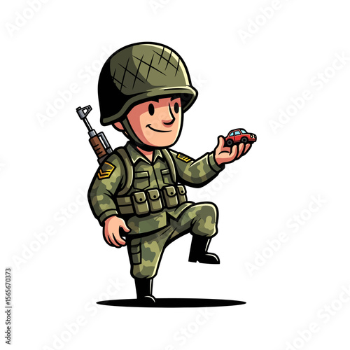 very cute dan funny army icon design