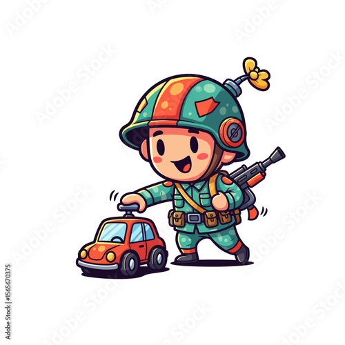 very cute dan funny army icon design