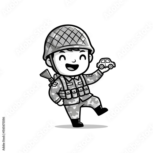 very cute dan funny army icon design