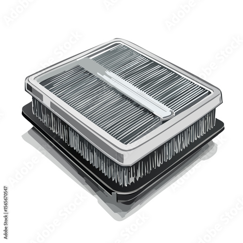 Air Filter Illustration, Auto Part Maintenance, Square Engine Filter, Component Replacement for Car Servicing and Repair