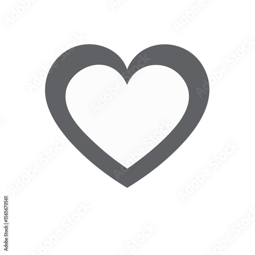 White heart shape with gray border against a black background symbolizing love and romance
