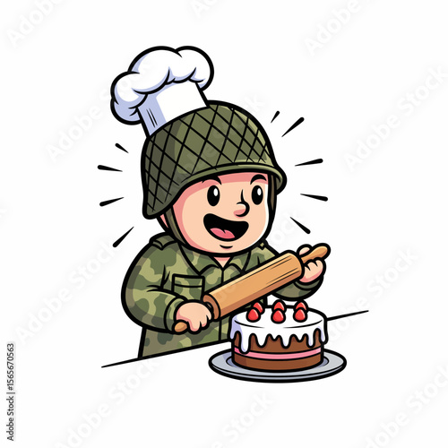 very cute dan funny army icon design