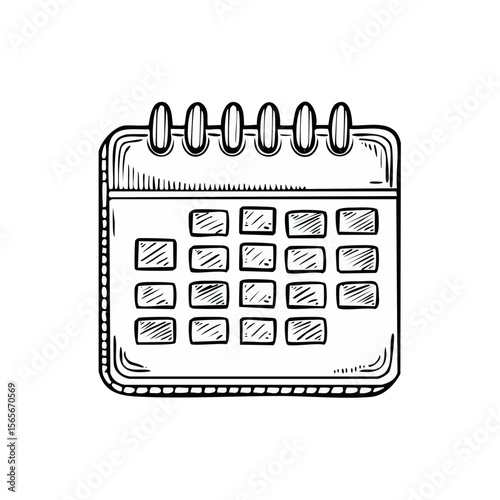 Hand-drawn calendar icon for schedule planning appointments and reminders isolated on black a simple and minimalist symbol design
