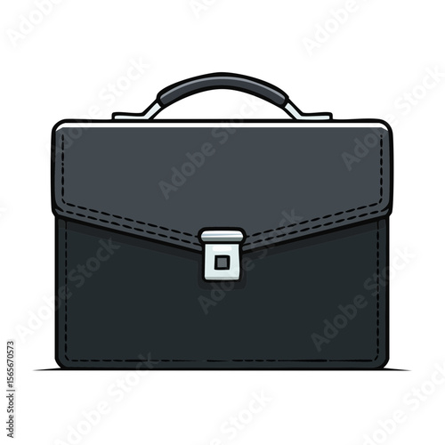 Isolated black business briefcase with handle for office and corporate work documents secure case personal item on dark backdrop