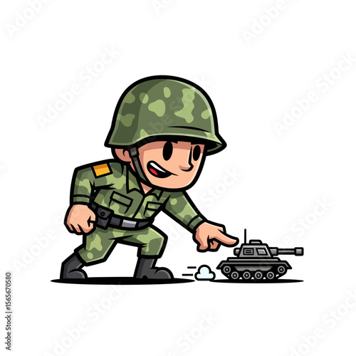 very cute dan funny army icon design