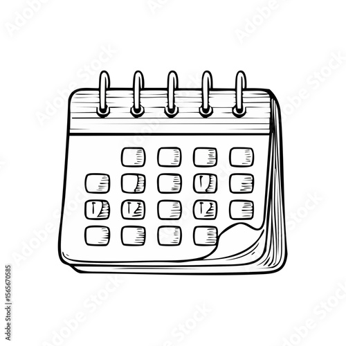 Hand drawn calendar with spiral binding against black background planning deadlines and scheduling for personal organizational use
