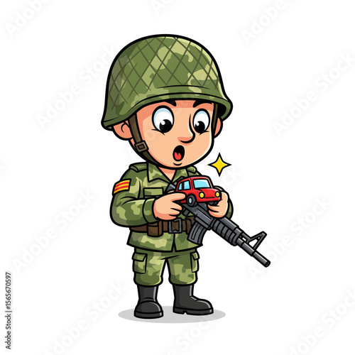 very cute dan funny army icon design