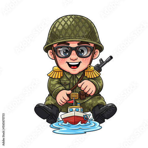very cute dan funny army icon design