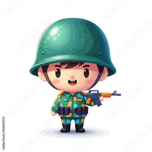 very cute dan funny army icon design