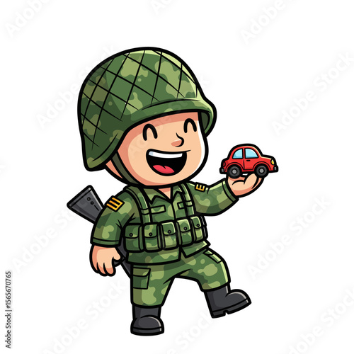 very cute dan funny army icon design