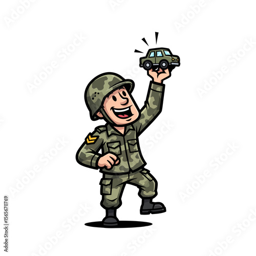 very cute dan funny army icon design