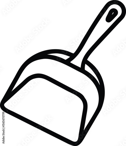Simple line art illustration of a dustpan cleaning supply icon