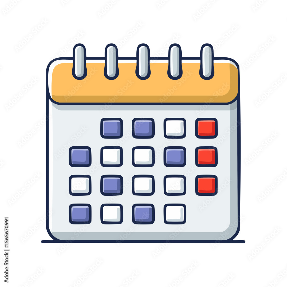 Simple calendar graphic with marked days depicting appointments, schedules, events, and planning concepts in business and personal settings Simple calendar graphic with marked days depicting appointments, schedules, events, and planning concepts in business and personal settings