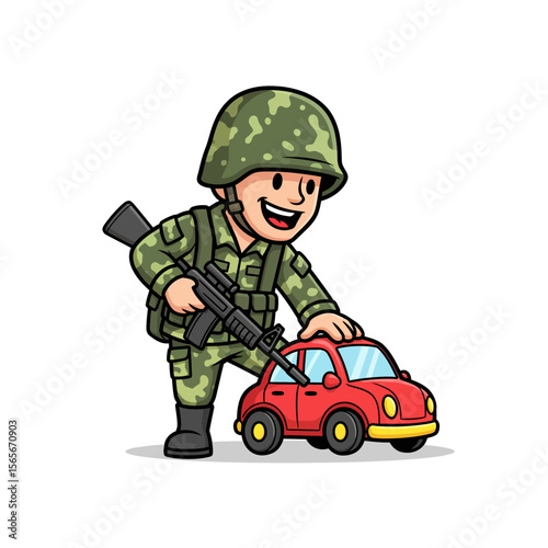 very cute dan funny army icon design