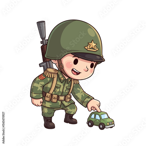 very cute dan funny army icon design