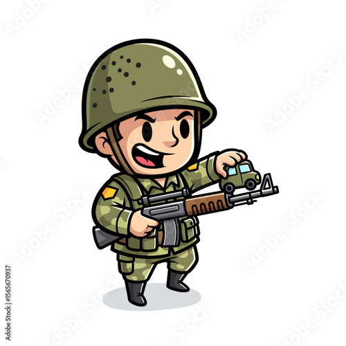 very cute dan funny army icon design