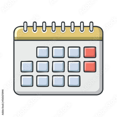 Calendar icon illustration with marked dates scheduling time management reminder event planning date notification and agenda concept