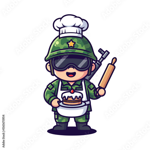 very cute dan funny army icon design