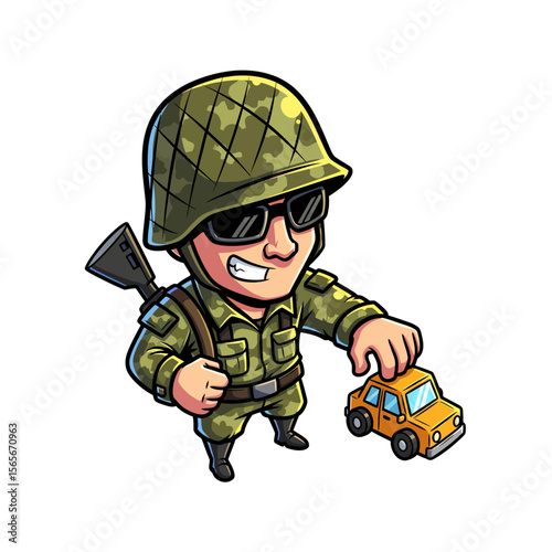 very cute dan funny army icon design