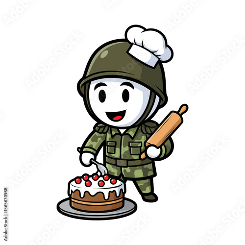 very cute dan funny army icon design