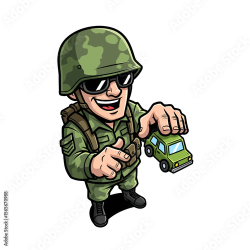 very cute dan funny army icon design