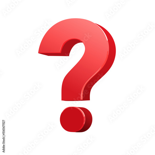 Red question mark 3D rendering symbol for uncertainty asking and solution business decisions against black background