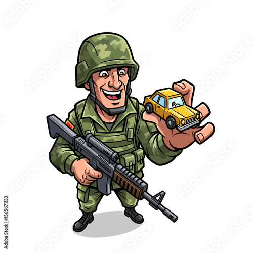very cute dan funny army icon design