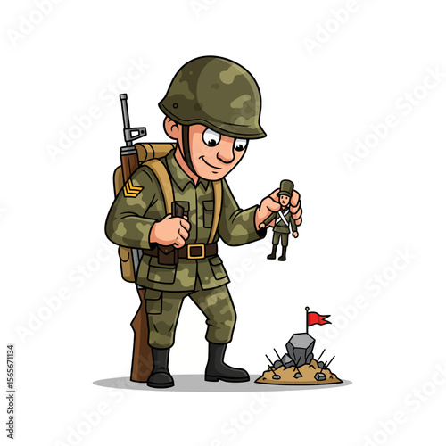 very cute dan funny army icon design