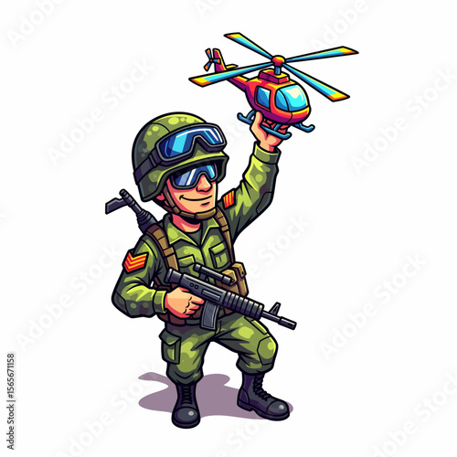 very cute dan funny army icon design