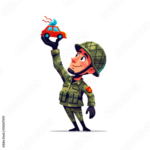 very cute dan funny army icon design