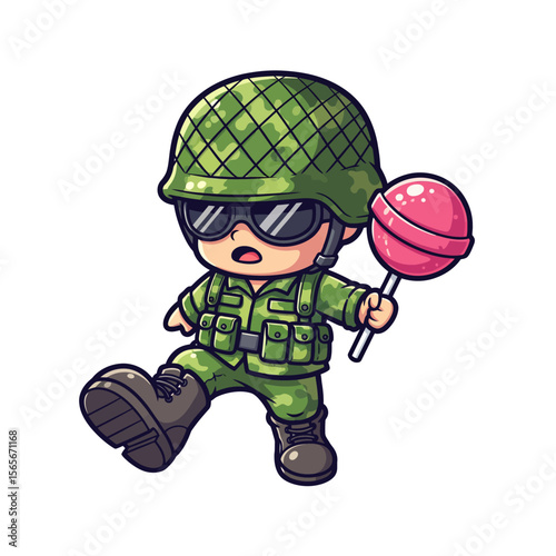 very cute dan funny army icon design