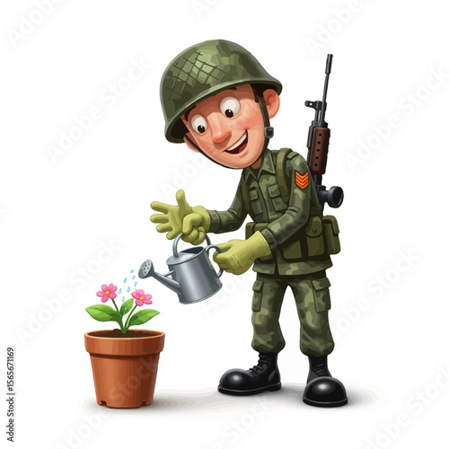 very cute dan funny army icon design