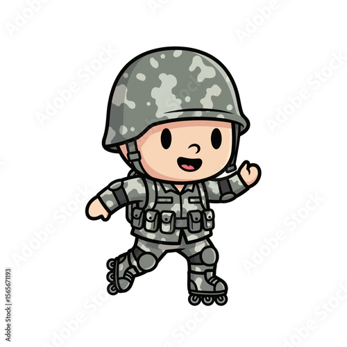 very cute dan funny army icon design