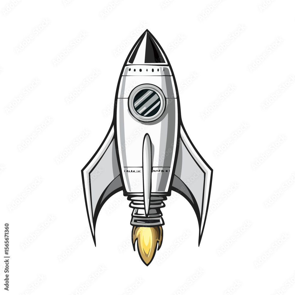 Cartoon Rocket Ship Launching into Space on Black Background Vector Illustration Cartoon Rocket Ship Launching into Space on Black Background Vector Illustration