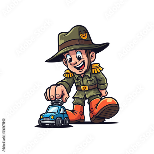 very cute dan funny army icon design