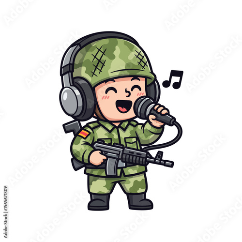 very cute dan funny army icon design