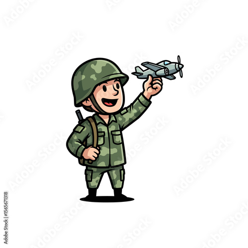 very cute dan funny army icon design