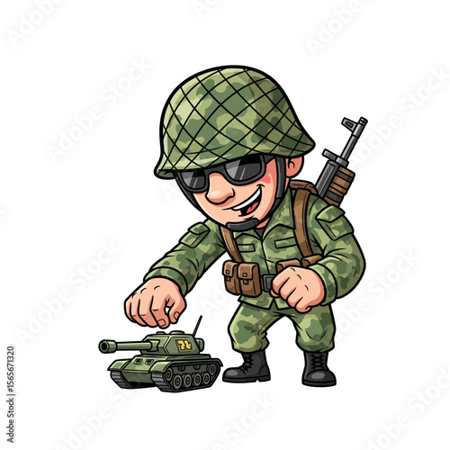 very cute dan funny army icon design