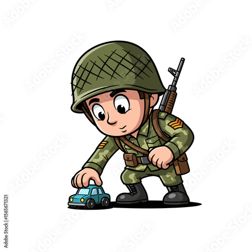 very cute dan funny army icon design