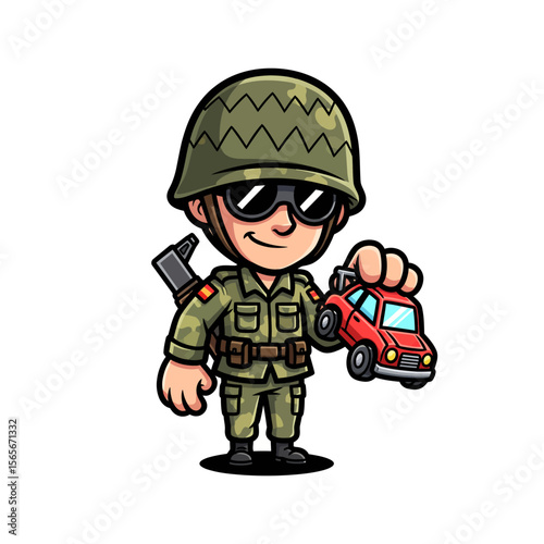 very cute dan funny army icon design