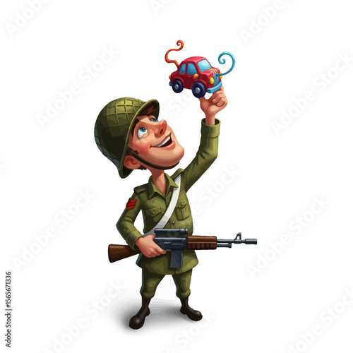very cute dan funny army icon design