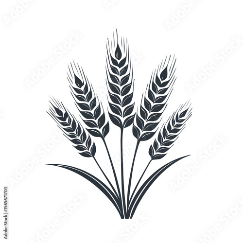 Graphic Illustration of Several Wheat Stalks on Black Background
