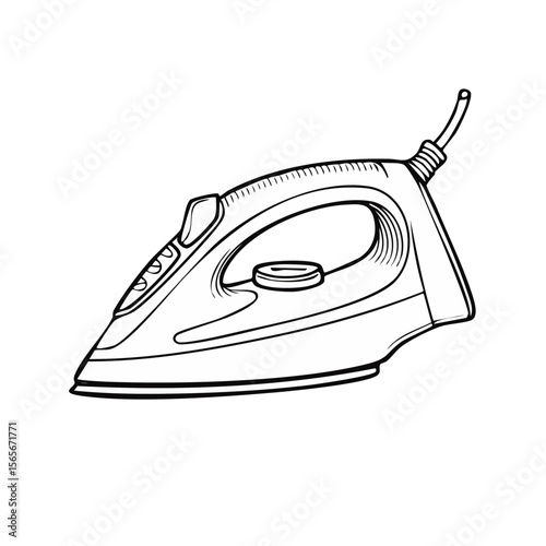 Ironing appliance graphic on dark background illustrates clothing care and domestic chore equipment for household tasks and vector cutouts