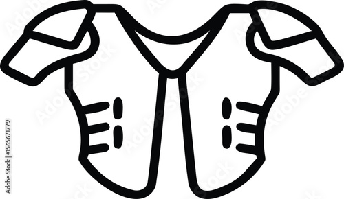 Simple line art illustration of protective sports shoulder pad equipment design