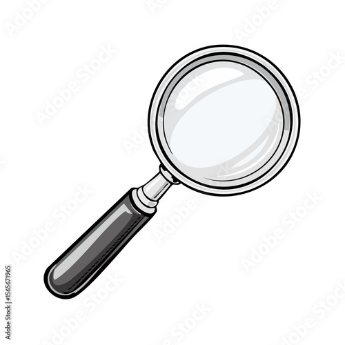 Cartoon Illustration of Magnifying Glass Tool for Investigation and Search Isolated on Black Background