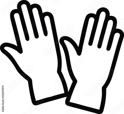 Simple line art illustration of two protective gloves icon design for safety measures
