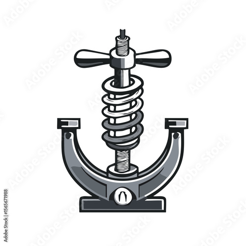 Illustration of a Metal Spring Clamp Tool for Holding Objects in Place on a Black Background Industrial Tooling and Hardware Concept