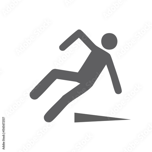 Person tripping on an obstacle icon for safety illustration and accident prevention in a public space or workplace environment