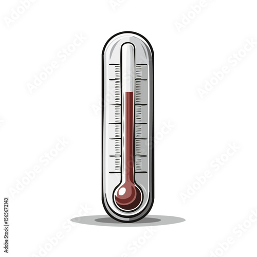 Cartoon Thermometer Displaying a High Temperature Reading Against Black Background